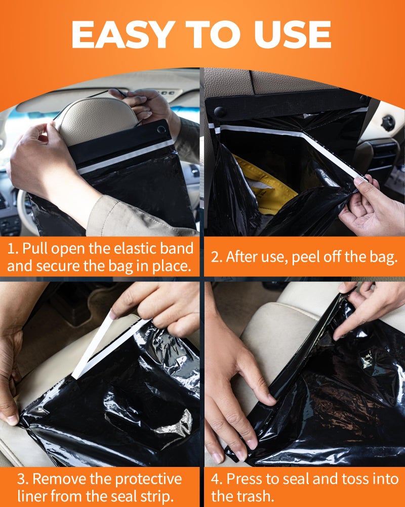 MUPEAK Disposable Car Trash Bags Hanging (Set of 15, Black) - Large 15 x 12Inches, Recycled Car Garbage Bags with Leak-proof & Smell-proof, Multipurpose Automobile Trash Container Perfect Car Fit - Image 5