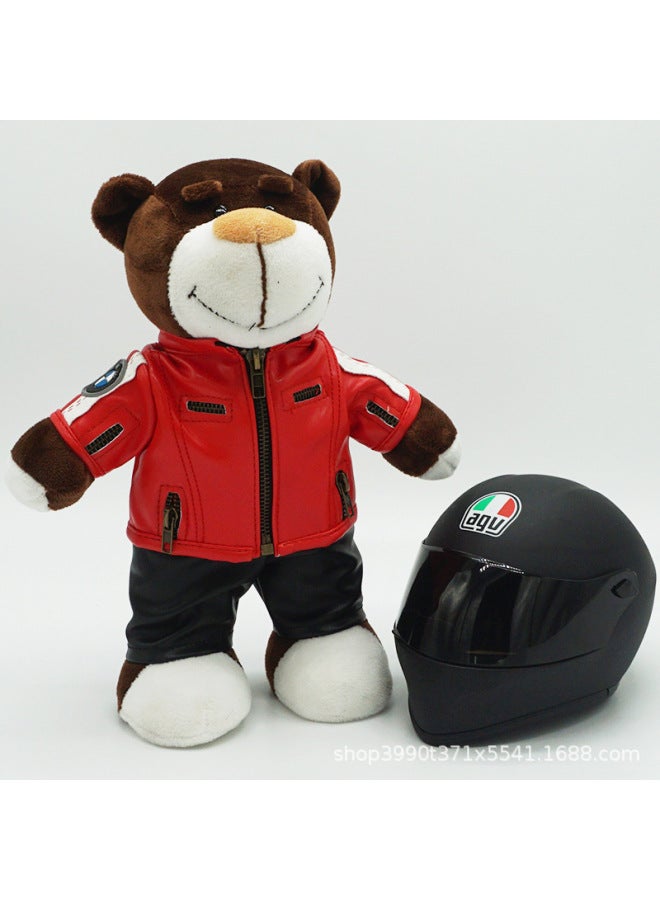 Motorcycle Tail Box Doll Toy Bear Bmw Rally Bear Agvshoei Helmet Model Toy Motorcycle Rear Box Doll Bmw Rally Agvshoei Helmet-Color:Red Leather Jacket + Agv Matte Black  - Image 1