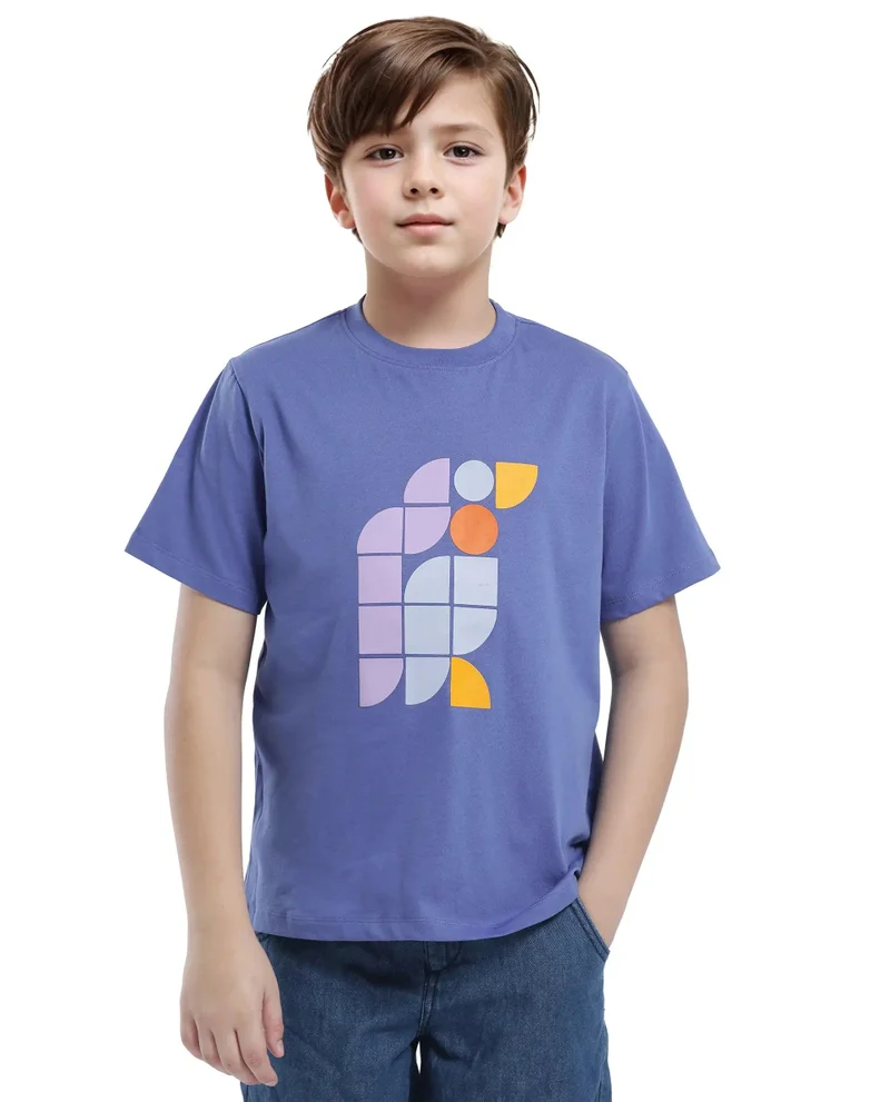 Rare Ones Rare Ones Kids Persh Blue Cotton Blend Half Sleeve Printed Regular Fit T-Shirt