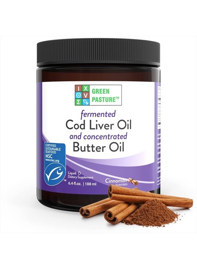 Fermented Cod Liver Oil and Concentrated Butter Oil - Cinnamon- Omega Fatty Acids - MSC Certified - Vitamins A & D