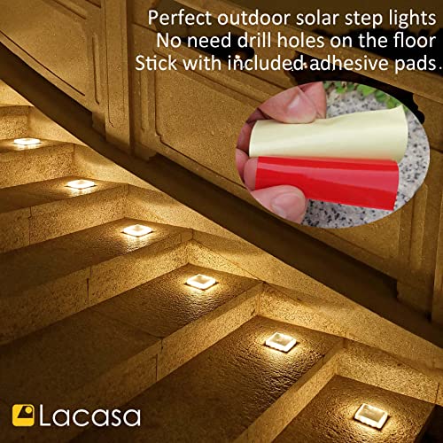 Lacasa Solar Step Lights, 4-Pack 50LM 3000K Warm White LED Solar Deck Lights, Outdoor Solar Powered Step Lights, IP68 Waterproof for Garden Stairs Ground Driveway Pathway - Image 5