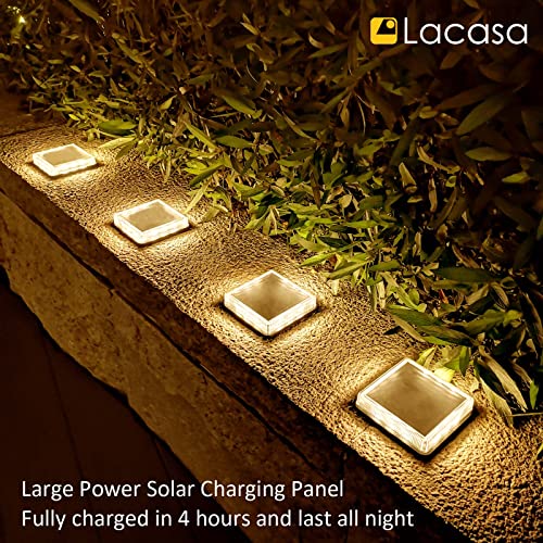 Lacasa Solar Step Lights, 4-Pack 50LM 3000K Warm White LED Solar Deck Lights, Outdoor Solar Powered Step Lights, IP68 Waterproof for Garden Stairs Ground Driveway Pathway - Image 2