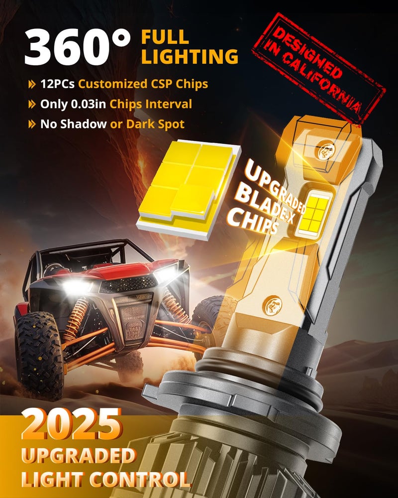 Auxbeam 9006 HB4 Fog Light, F22 Series 9006 Powersports, 6500K 110W 24000LM 700% Brighter 9006 Light For UTV ATV Offroad Vehicles - Image 3