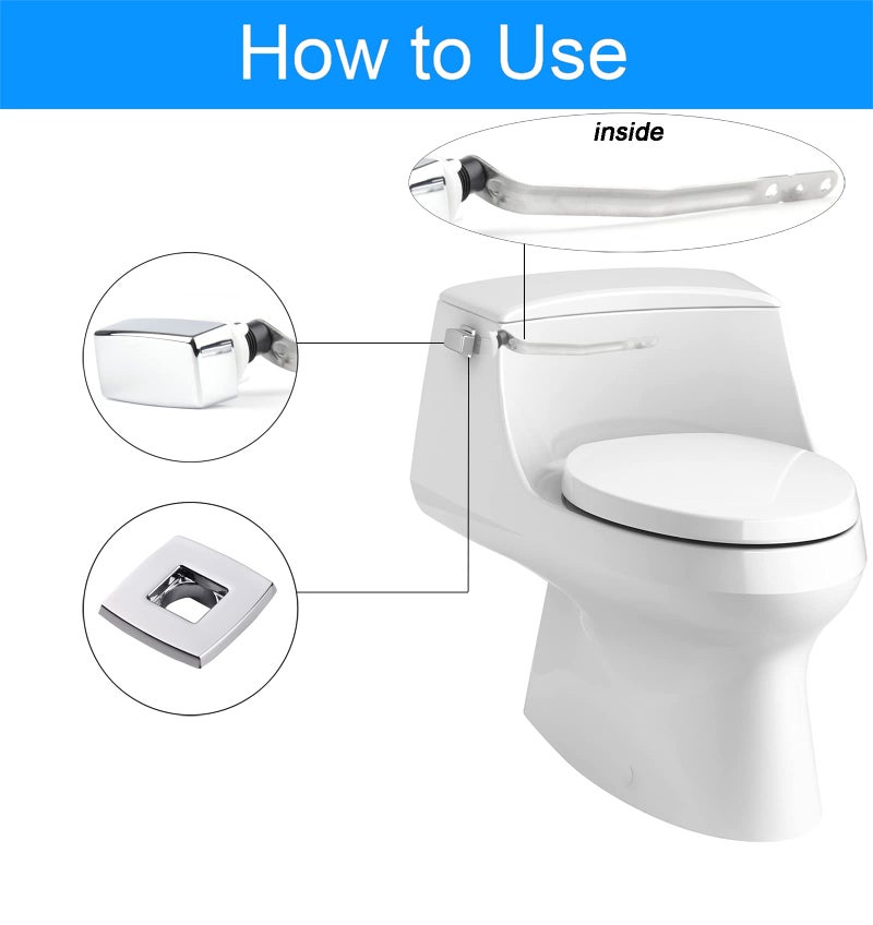 VALLVATER Toilet Flush Handle Replacement, Side Mount Toilet Tank Lever Fit for Kohler 85114-CP Trip Lever Kit, Polished Chrome - Image 4