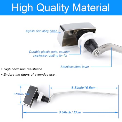 VALLVATER Toilet Flush Handle Replacement, Side Mount Toilet Tank Lever Fit for Kohler 85114-CP Trip Lever Kit, Polished Chrome - Image 2