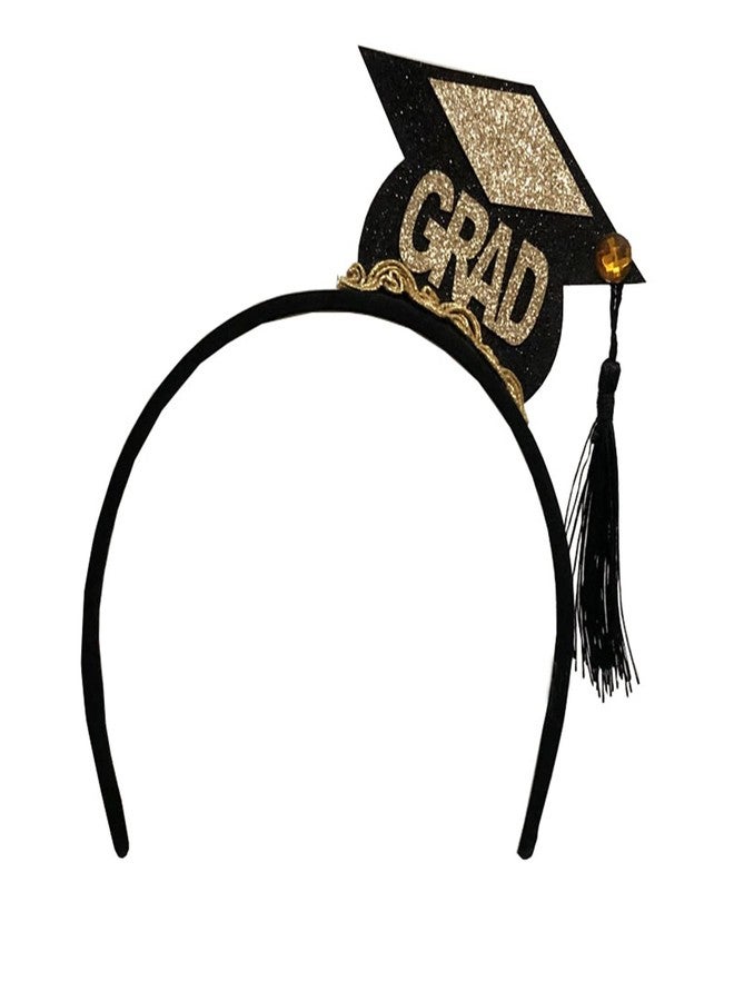 Dzrige Graduation Hat Headband Mini Graduation Cap headband Bachelor Cap Headband Glitter Grad Hat Headband with Black Tassel for Graduation Party Supplies, Party Favor, Graduation Decorations - Image 1