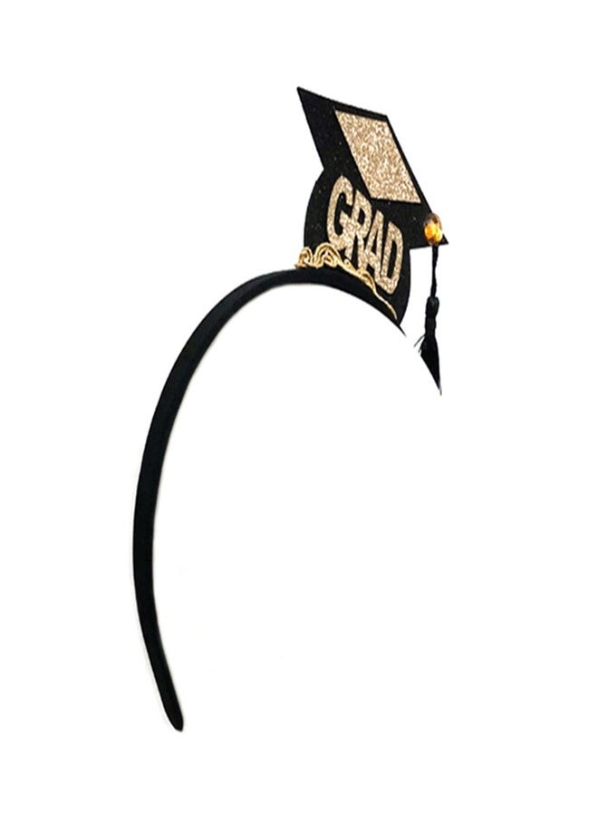 Dzrige Graduation Hat Headband Mini Graduation Cap headband Bachelor Cap Headband Glitter Grad Hat Headband with Black Tassel for Graduation Party Supplies, Party Favor, Graduation Decorations - Image 3
