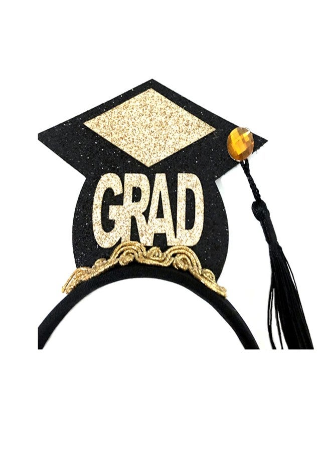 Dzrige Graduation Hat Headband Mini Graduation Cap headband Bachelor Cap Headband Glitter Grad Hat Headband with Black Tassel for Graduation Party Supplies, Party Favor, Graduation Decorations - Image 4