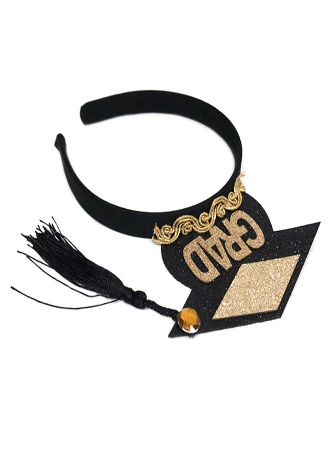 Dzrige Graduation Hat Headband Mini Graduation Cap headband Bachelor Cap Headband Glitter Grad Hat Headband with Black Tassel for Graduation Party Supplies, Party Favor, Graduation Decorations - Image 5