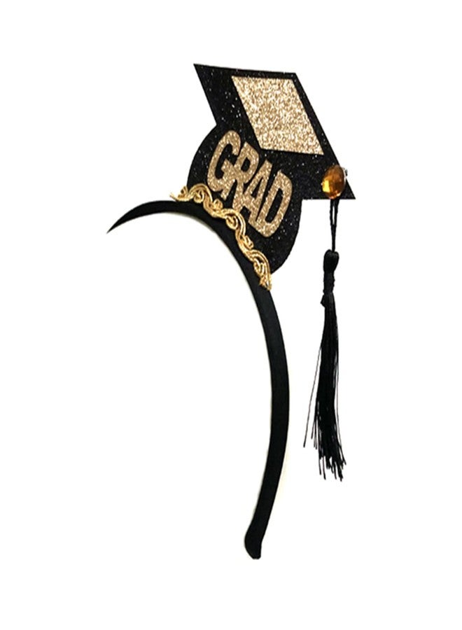 Dzrige Graduation Hat Headband Mini Graduation Cap headband Bachelor Cap Headband Glitter Grad Hat Headband with Black Tassel for Graduation Party Supplies, Party Favor, Graduation Decorations - Image 2