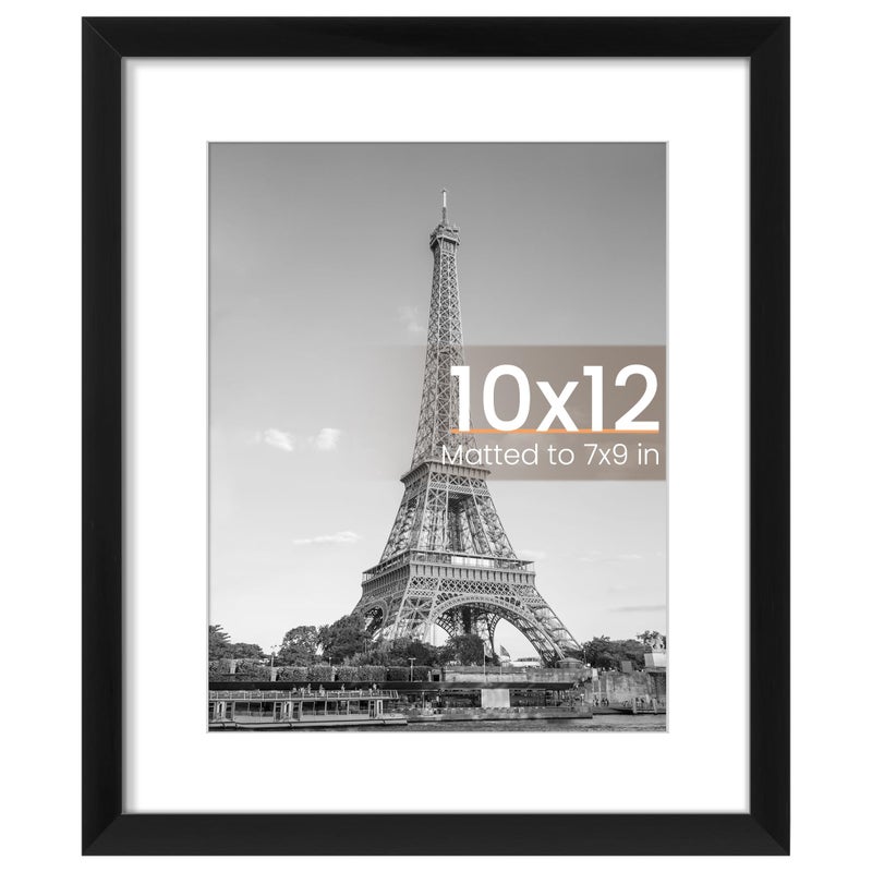 upsimples upsimples 10x12 Picture Frame Display Pictures 7x9 with Mat or 10 x 12 Without Wall Hanging Photo Frames Black 1 Pack