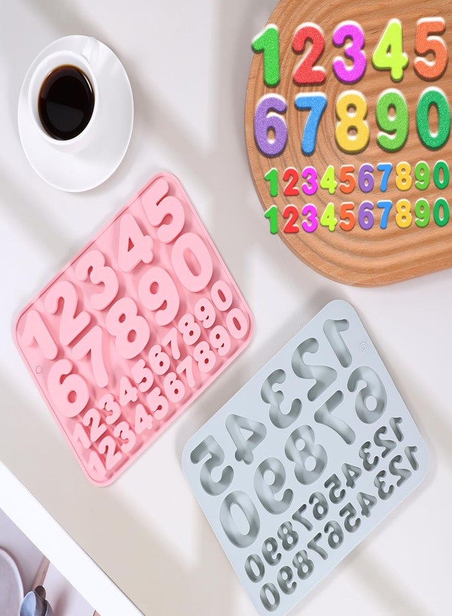 Exclaith 2 Pack Number Silicone Cake Molds Number Molds for Chocolate Large Silicone Number-Mold Numbers Crayon and Candle Mold for Decorating Birthday Cake Candy Chocolate DIY Craft Projects - Image 3