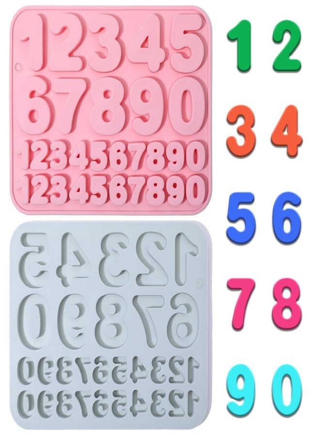 Exclaith 2 Pack Number Silicone Cake Molds Number Molds for Chocolate Large Silicone Number-Mold Numbers Crayon and Candle Mold for Decorating Birthday Cake Candy Chocolate DIY Craft Projects - Image 1