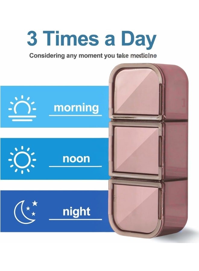 Pill Organizer, 9 Large Compartments, Daily Splitter with 3 Reminders (MORN- NOON - EVE), Moisture Resistant, Fish Oil, Vitamins, Supplements -Brown - Image 5