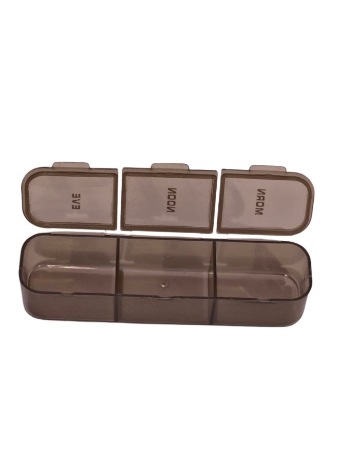 Pill Organizer, 9 Large Compartments, Daily Splitter with 3 Reminders (MORN- NOON - EVE), Moisture Resistant, Fish Oil, Vitamins, Supplements -Brown - Image 3