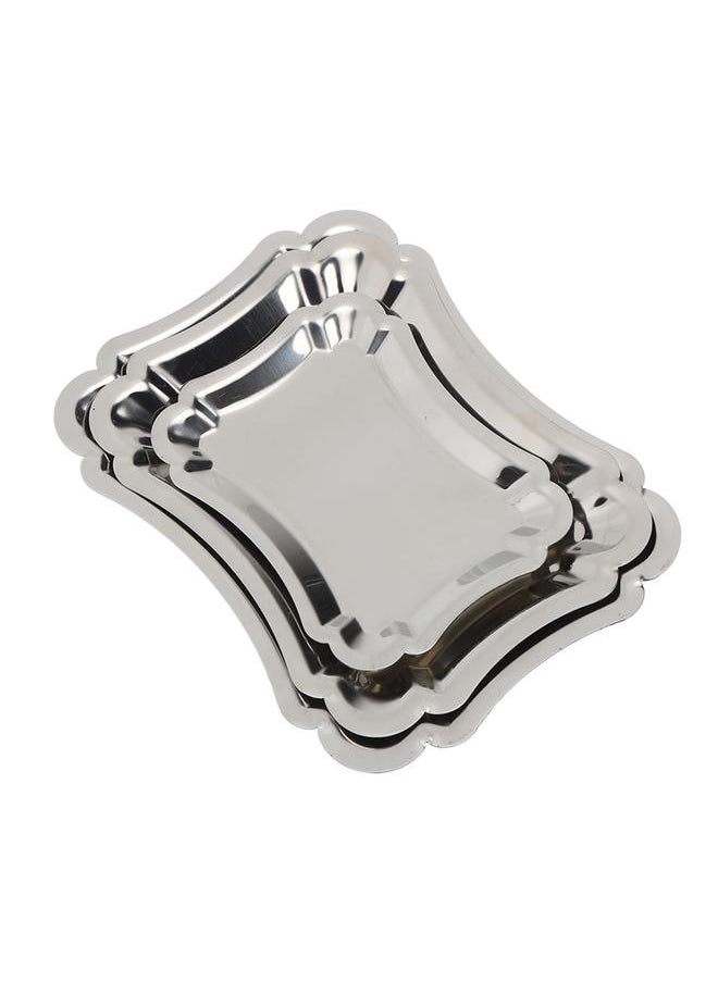 Thoraya 3pcs Food Serving Tray Stainless Steel Multifunctional Fruits Snack Food Tray for Home Restaurant  - Image 5