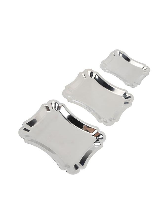 Thoraya 3pcs Food Serving Tray Stainless Steel Multifunctional Fruits Snack Food Tray for Home Restaurant  - Image 1
