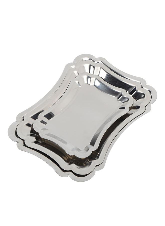 Thoraya 3pcs Food Serving Tray Stainless Steel Multifunctional Fruits Snack Food Tray for Home Restaurant  - Image 4