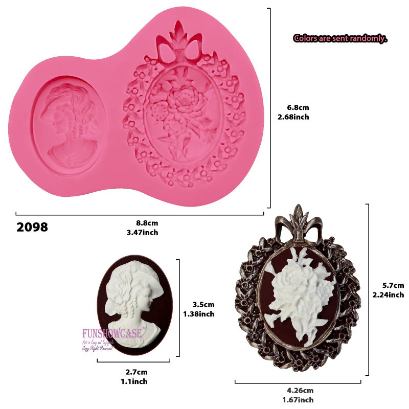 Funshowcase Cameo with Picture Frame Silicone Mold for Sugarcraft, Resin Epoxy, Jewelry, Chocolate, Polymer Clay Crafting Projects 2-Count - Image 3