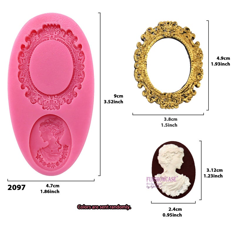 Funshowcase Cameo with Picture Frame Silicone Mold for Sugarcraft, Resin Epoxy, Jewelry, Chocolate, Polymer Clay Crafting Projects 2-Count - Image 2
