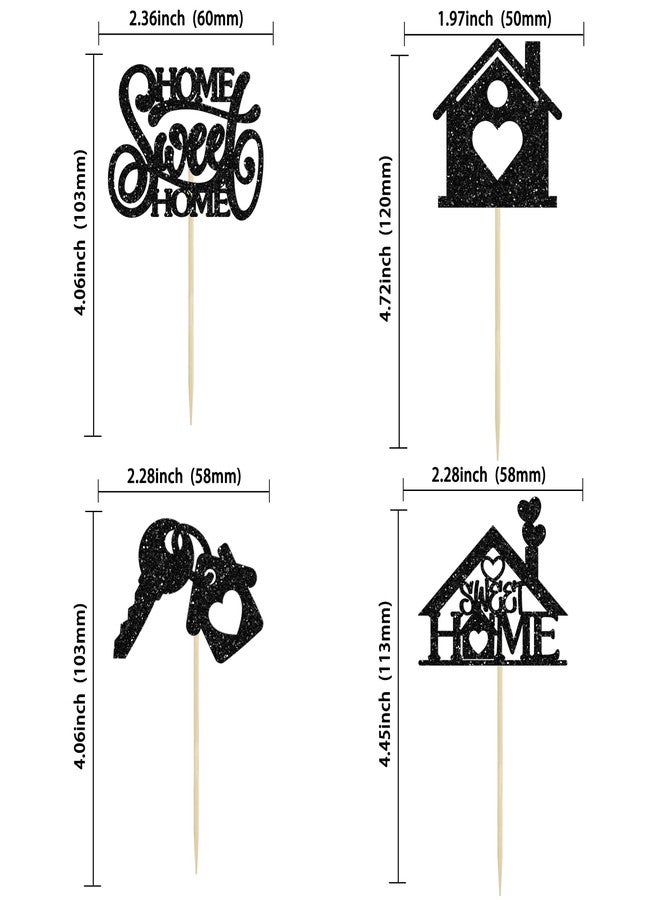 ايفلين 24 قطعة من زينة كب كيك "المنزل الجميل" لتزيين كعكة الترحيب بالمنزل الجديد، أعواد تزيين الكب كيك لحفلات الترحيب بالمنزل الجديد، لون أسود - Image 2