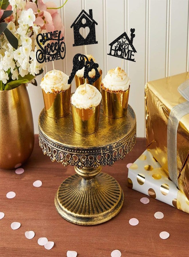 ايفلين 24 قطعة من زينة كب كيك "المنزل الجميل" لتزيين كعكة الترحيب بالمنزل الجديد، أعواد تزيين الكب كيك لحفلات الترحيب بالمنزل الجديد، لون أسود - Image 5