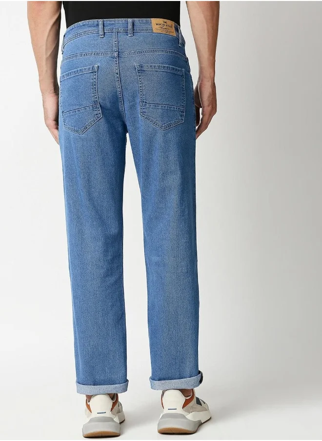 HIGH STAR Men Blue Relaxed Fit Light Fade Jeans