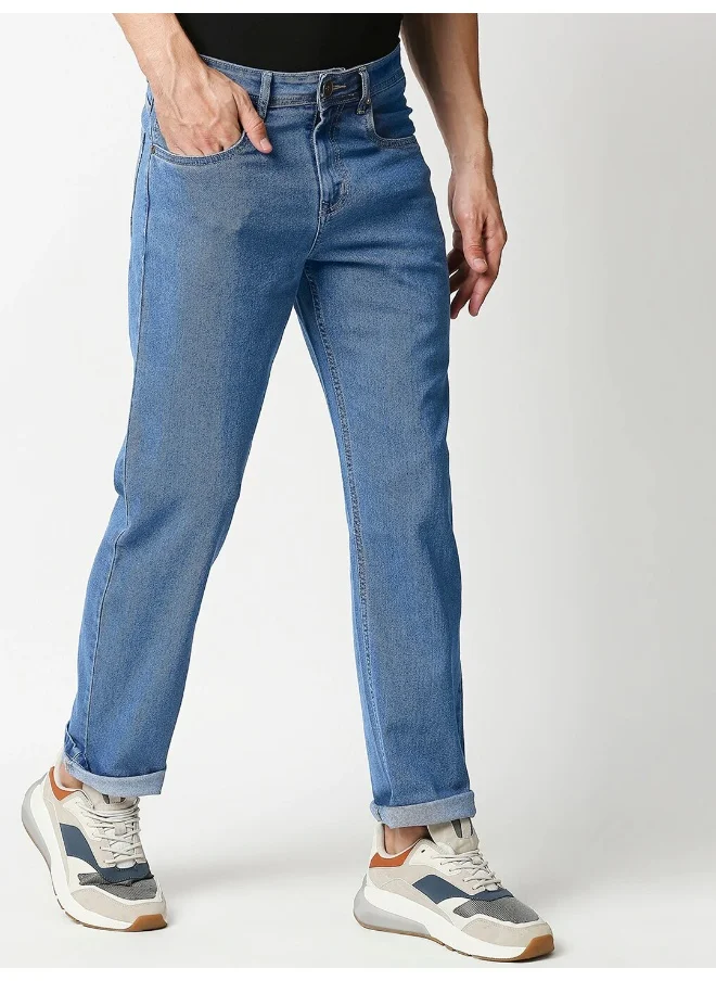 HIGH STAR Men Blue Relaxed Fit Light Fade Jeans