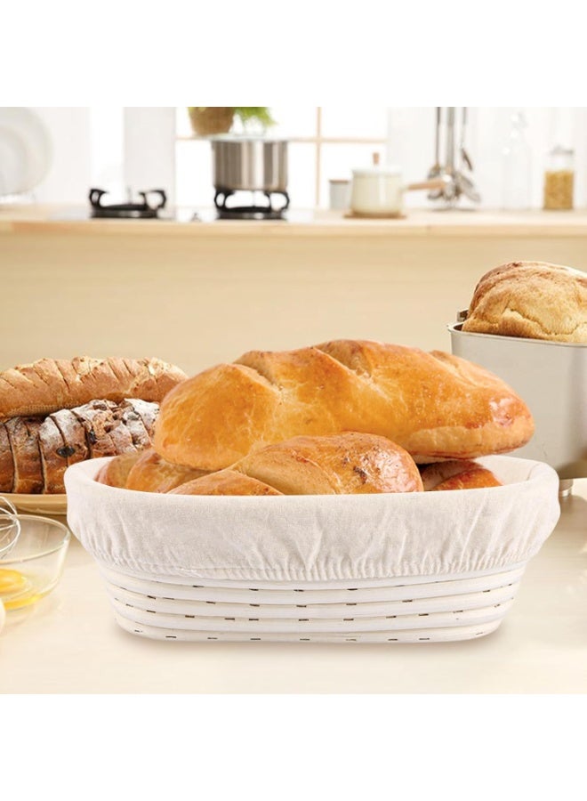 GBACHOOSE Set of 2 Round Proofing Baskets with Linen Lining, Diameter 25 cm, Bread Baking Accessories, Fermentation Mould for Bread and Bread Dough - Image 1