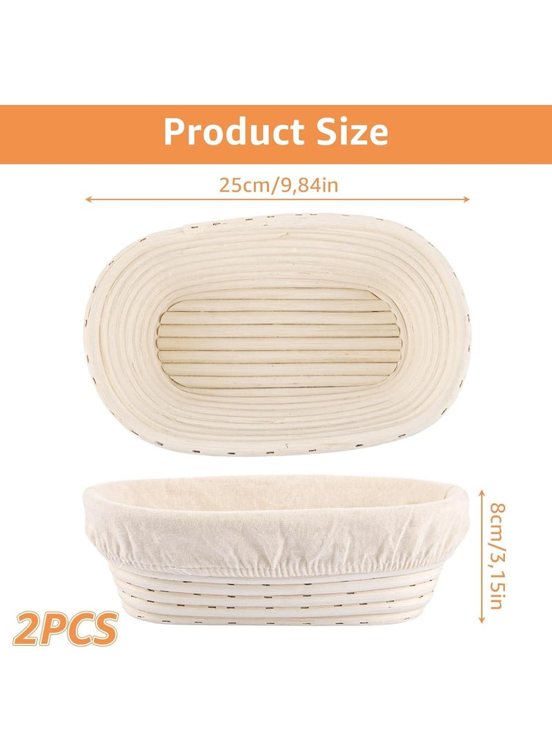 GBACHOOSE Set of 2 Round Proofing Baskets with Linen Lining, Diameter 25 cm, Bread Baking Accessories, Fermentation Mould for Bread and Bread Dough - Image 3
