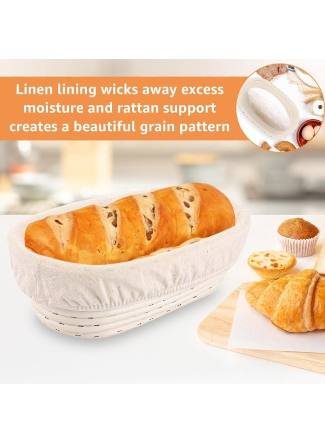 GBACHOOSE Set of 2 Round Proofing Baskets with Linen Lining, Diameter 25 cm, Bread Baking Accessories, Fermentation Mould for Bread and Bread Dough - Image 2