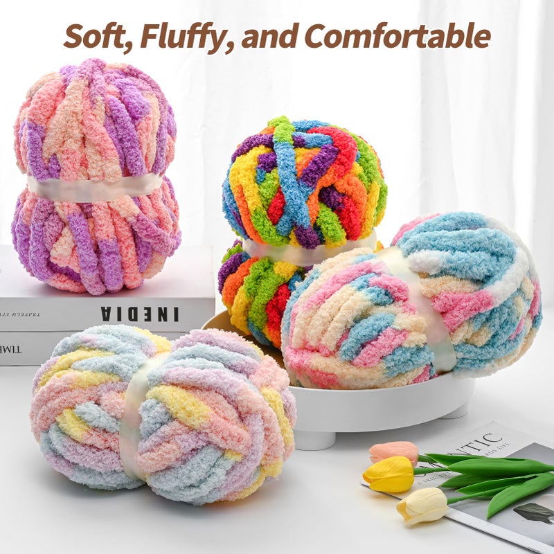 OMoiut 10 Pack Jumbo Chunky Yarn for Hand Knitting, Fluffy Variegated Chunky Chenille Yarn for Crocheting, 240yds/70.5oz Super Bulky Soft Crochet Baby Blanket Yarn(Grey-Pink-Purple) - Image 5