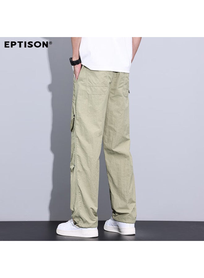 EPTISON Yipintiancheng Men's Casual Pants, Autumn Breathable Ice Silk Fashion Simple Paratrooper Trousers, Loose Outdoor Sports Long Pants For Me - Image 4