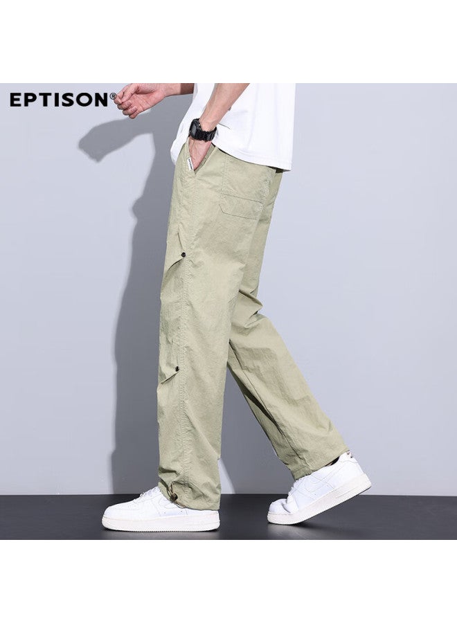 EPTISON Yipintiancheng Men's Casual Pants, Autumn Breathable Ice Silk Fashion Simple Paratrooper Trousers, Loose Outdoor Sports Long Pants For Me - Image 3