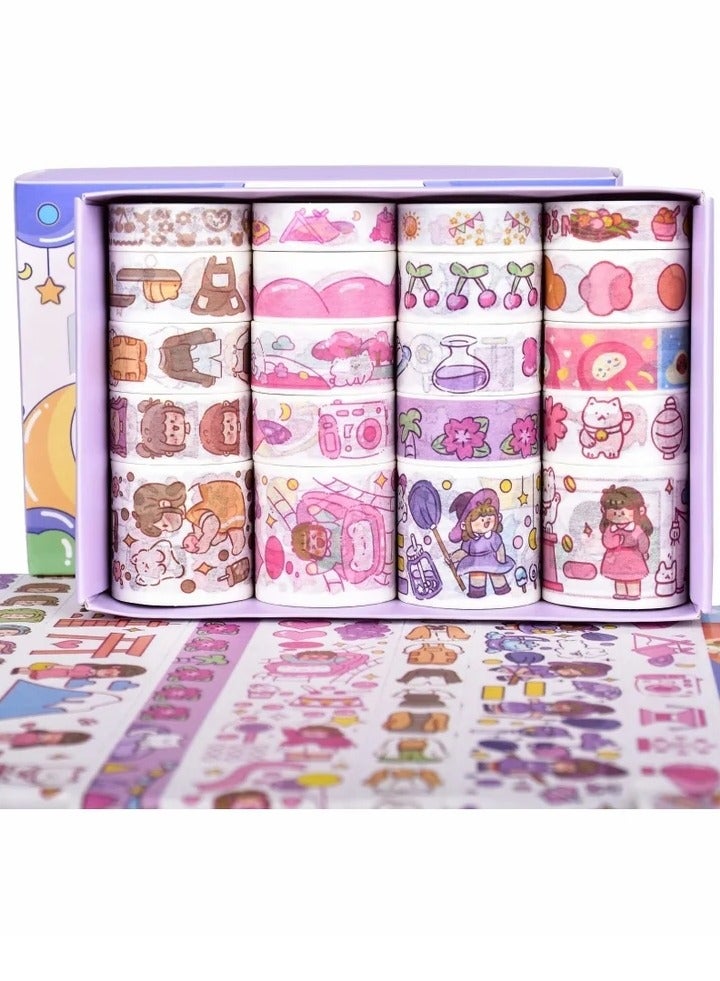 Generic 20 Rolls Cute Washi Tape Set, Wide Kawaii Cartoon Animals Aesthetic Decorative Masking Tape Sets for Scrapbook, Journaling, Kid's DIY Craft, Scrapbooking Supplies  - Image 1