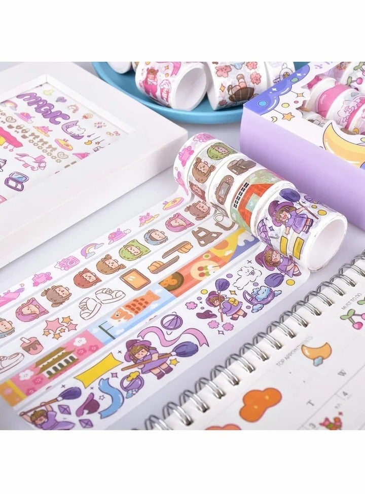 Generic 20 Rolls Cute Washi Tape Set, Wide Kawaii Cartoon Animals Aesthetic Decorative Masking Tape Sets for Scrapbook, Journaling, Kid's DIY Craft, Scrapbooking Supplies  - Image 3