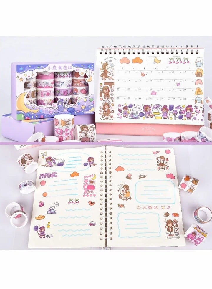 Generic 20 Rolls Cute Washi Tape Set, Wide Kawaii Cartoon Animals Aesthetic Decorative Masking Tape Sets for Scrapbook, Journaling, Kid's DIY Craft, Scrapbooking Supplies  - Image 4