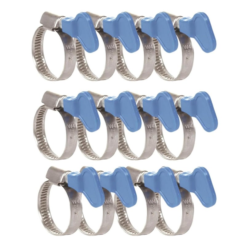 NEW WARE ® Adjustable 3/4 Inch Diameter Stainless Steel Hose Clamp with Key for Plumbing, Automotive & Mechanical Applications (12-22mm) (Pack of 12) - Image 1