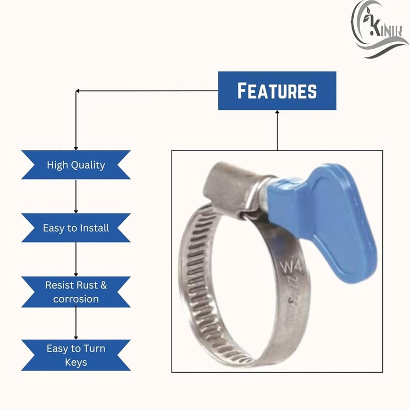 NEW WARE ® Adjustable 3/4 Inch Diameter Stainless Steel Hose Clamp with Key for Plumbing, Automotive & Mechanical Applications (12-22mm) (Pack of 12) - Image 5