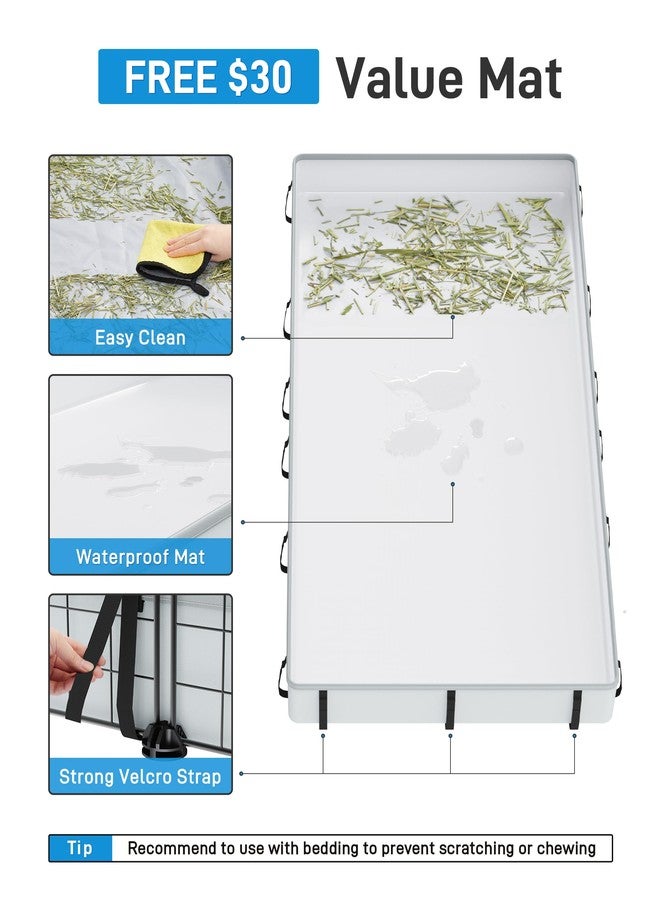 BUCATSTATE 20 Panels Guinea Pigs Cages, Small Animal Playpen with Waterproof Mat, 47" L*24" W*12" H Metal Hedgehog Enclosure with Door, C&C Cage for Bunny Rabbit Chinchillas - Image 5