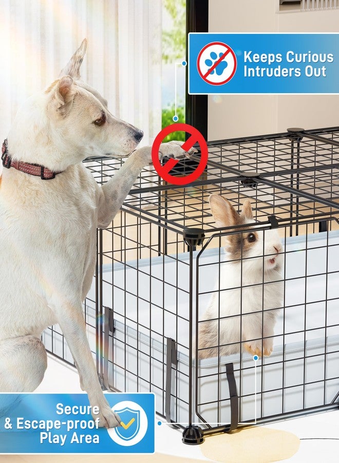 BUCATSTATE 20 Panels Guinea Pigs Cages, Small Animal Playpen with Waterproof Mat, 47" L*24" W*12" H Metal Hedgehog Enclosure with Door, C&C Cage for Bunny Rabbit Chinchillas - Image 2