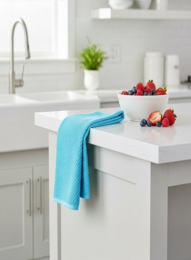 DecorRack 4 Pack 100% Cotton Kitchen Towels, 15" x 25" Absorbent Dish Towels [Premium Quality 400 GSM] Hand Towels for Kitchen, Blue (Pack of 4) - Image 3