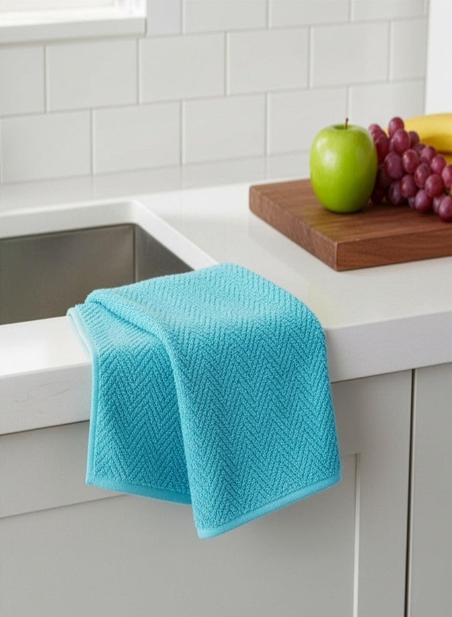 DecorRack 4 Pack 100% Cotton Kitchen Towels, 15" x 25" Absorbent Dish Towels [Premium Quality 400 GSM] Hand Towels for Kitchen, Blue (Pack of 4) - Image 5