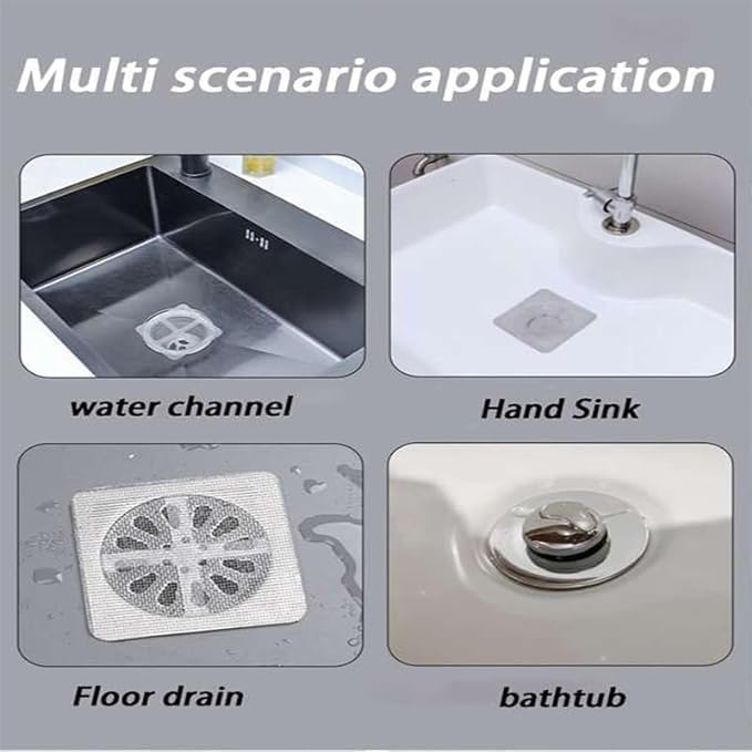 BLISS START BLISS START 10 Pcs Disposable Shower Drain Cover Hair Catcher Shower Drain Mesh Stickers Bathroom Laundry Bathtub Kitchen Shower Drain Floor Sink Strainer Filter Mesh  - Image 3