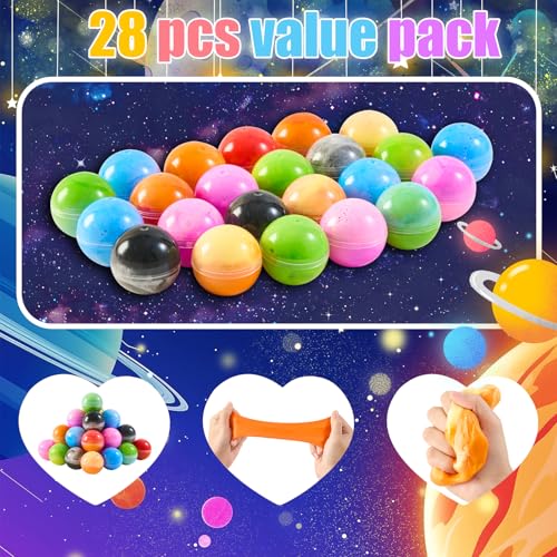 Funewest 28 Pack Slime Party Favors with Galaxy Slime Ball NonSticky Mess Free Stretchy Sensory Putty Toys Stress Relief Classroom Prizes for Girls and Boys Kids Party Supplies - Image 5