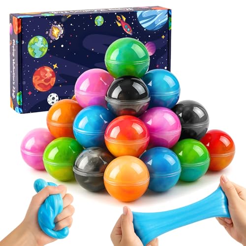Funewest 28 Pack Slime Party Favors with Galaxy Slime Ball NonSticky Mess Free Stretchy Sensory Putty Toys Stress Relief Classroom Prizes for Girls and Boys Kids Party Supplies - Image 1