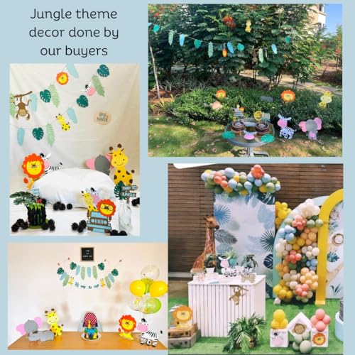 PINFLIERS Jungle Theme Birthday Decoration,Paper Hanging-7 Pcs Set For Safari/Animal Theme Birthday Party Decorations/Birthday Hanging Decoration Items/Swirls For Birthday Decoration,Multicolor,Kid - Image 4