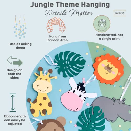 PINFLIERS Jungle Theme Birthday Decoration,Paper Hanging-7 Pcs Set For Safari/Animal Theme Birthday Party Decorations/Birthday Hanging Decoration Items/Swirls For Birthday Decoration,Multicolor,Kid - Image 2