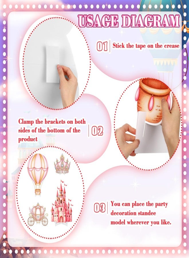 Honoson 4 Pcs Large 20" x 30" Princess Castle Cardboard Cutouts, Princess Pink Party Yard Signs Decoration for Baby Shower Birthday Party Supplies Lawn Hot Air Balloon Crown Decor - Image 3