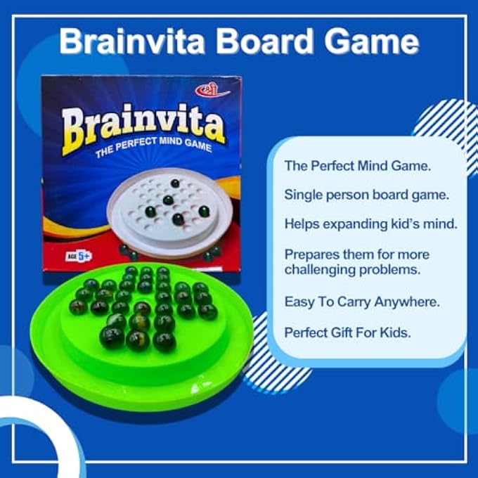 كيدز ماندي لعبة Brainvita Board مع 32 كرة رخامية لعبة سوليتير رخامية تتحدى العقل لعبة لاعب واحد مناسبة للأعمار من 5 سنوات فما فوق - Image 5